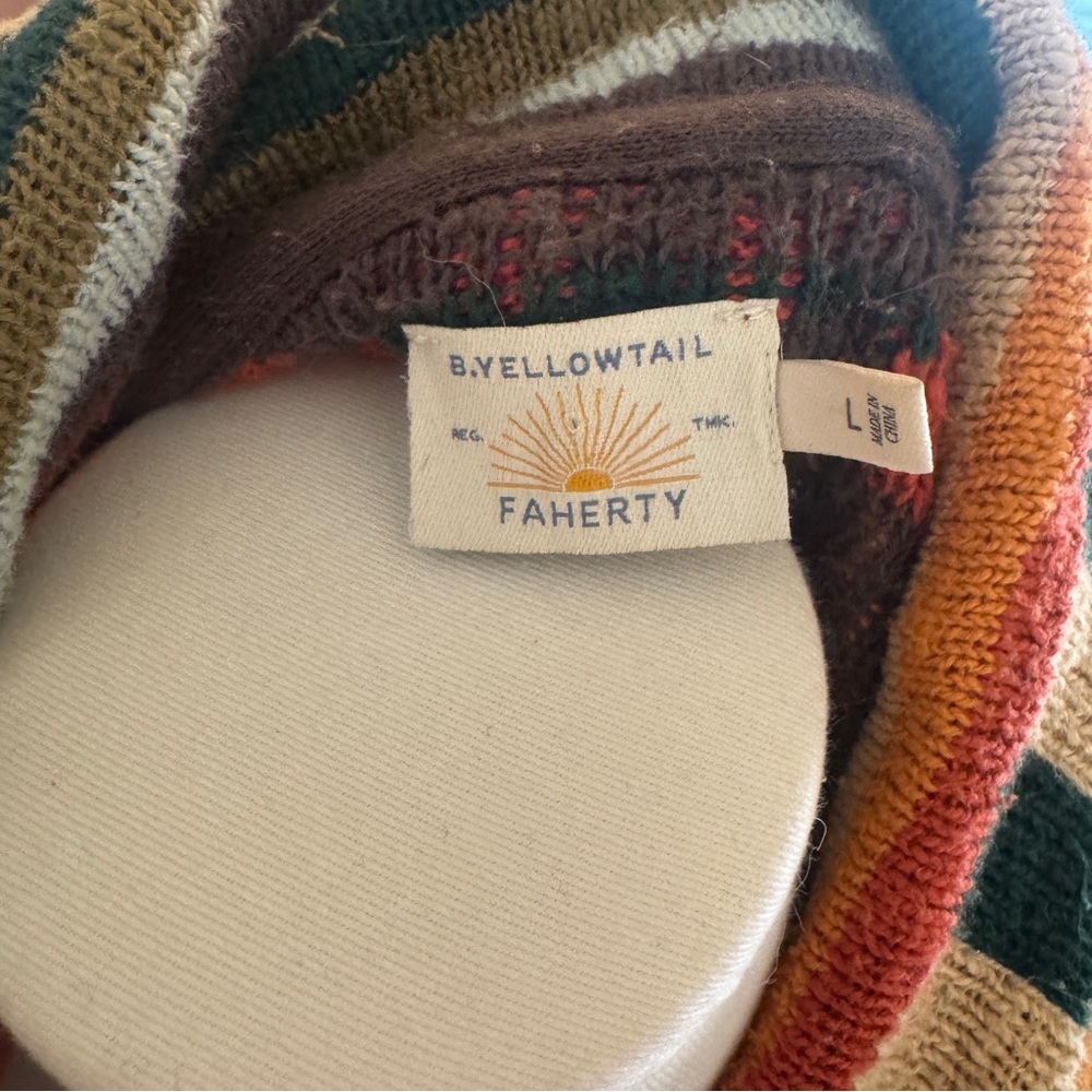 FAHERTY B. Yellowtail Paloma Duster Cardigan Valley Multi Eagle Peak Green Large - Picture 7 of 11